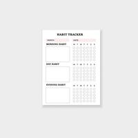 Habit tracker template with morning, day, and evening habit boxes and date columns vector