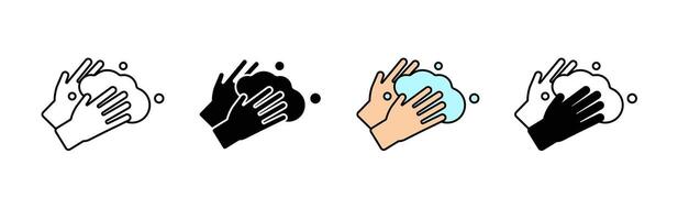 Icon set displaying hand washing steps with soap for clean hygiene practice vector
