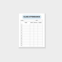Class attendance form with clear structure for easy monitoring of student presence in school vector