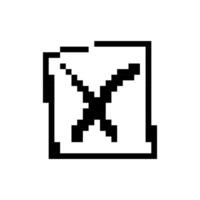 Mosaic icon featuring pixelated cross with classic retro sprite design characteristics vector