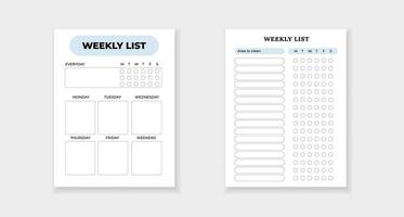 Weekly planner and cleaning checklist for efficient time management and task organization vector