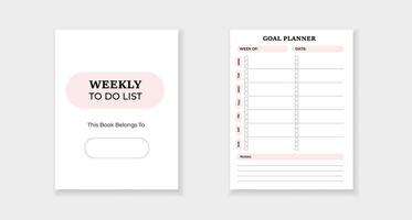 Weekly to do list and goal planner for effective organization and task management vector