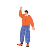 Man Greeting Gesture Give High Five Feel Positive Emotion Illustration vector