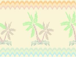 Pastel Coconut Palm Ikat Pattern. Soft Tropical Seamless Background vector