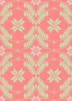 Soft Coral Pixel Flower Pattern. Minimal Embroidery Inspired Design. A light pixel art pattern with floral motifs in coral and soft green. Inspired by embroidery and nature. vector