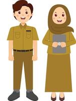 A cartoon of a man and woman in uniform vector