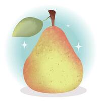 A pear with a leaf on it vector