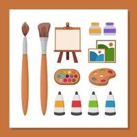 Traditional Painting Tools Set with Flat design style vector