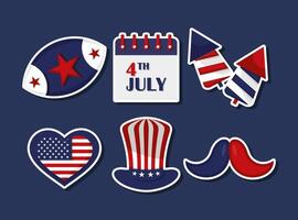 Independence Day Sticker Element Pack with Flat design style vector