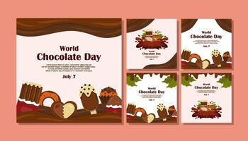 Social Media Post Template for World Chocolate Day with Flat design style vector