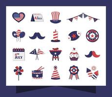 Flat Independence Day Elements Collection with Minimal Style vector
