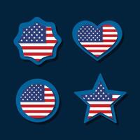 USA Flag Emblem Collection Set with Badge design style vector