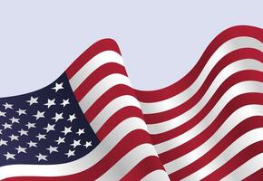 an american flag waving in the wind with flat design style vector