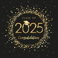 Class of 2025 congrats, golden design vector