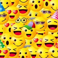 Modern yellow backdrop with network faces. Square banner with copy space. Internet poster template, blank background. Set of chat icons, 3D symbols. Greeting card concept. Web story graphic design. vector