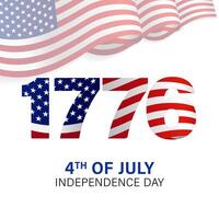 Independence Day of USA congrats with 3D flag frame. vector