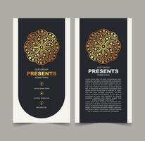 Modern Golden Circular Ornament on Black Background Business Card Template vector