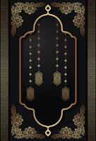 Golden Islamic Style Background Design with Lanterns and Crescent Moon vector