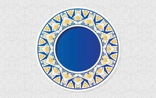 Elegant Decorative Circle Ornament Design in Blue and Gold for Background vector
