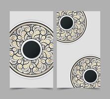 Elegant Abstract Circular Pattern Banner Card with Gold and Black Details vector