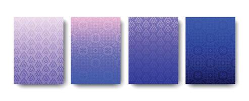 Gradient Geometric Abstract Pattern Cover Collection in Blue and Purple Color vector