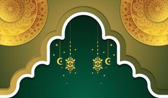 Elegant Decorative Islamic Ramadan Kareem Greeting Background with Lantern Element. vector