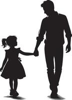 Silhouette of Father and Daughter Walking Hand in Hand Family Bonding Scene new 2025 trendy ,unique vector