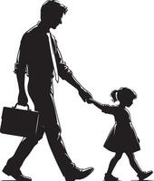 Silhouette of Father and Daughter Walking Hand in Hand Family Love and Bonding new 2025 trendy unique vector