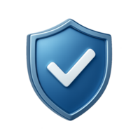 3D Security Shield Icon with Check Mark on a Simple Background png