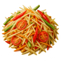 Fresh Spicy Papaya Salad with Colorful Vegetables and Peppers png