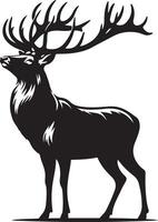 Majestic Deer with Large Antlers Standing in Forest Silhouette Wildlife Scene new 2025 treny unique vector