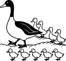 duck with ducklings Duck Silhouette Simple Wildlife Icon for Nature and Farm Designs new trendy 2025 unique vector