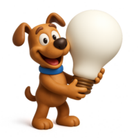 Happy Dog Holding a Light Bulb for Creative Idea Concept png