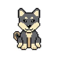 Pixel art a cute shiba inu dog in retro style for design. vector