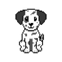 Pixel art cute dalmatian dog in retro style for design. vector