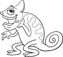 cartoon chameleon reptile animal character laughing coloring page vector