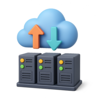 Cloud Computing Infographic with Upload and Download Icons png
