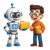 Friendly Robot Assists Person in Simple Organizational Task png