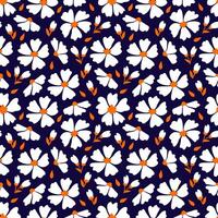 seamless pattern of abstract white flowers textile colorful nature dark background vector