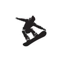 A silhouette of a person riding a snowboard vector