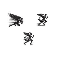 Three different images of Greek god Hermes running vector