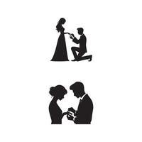 Silhouettes of a man and woman in wedding attire vector