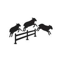 Three sheep jumping over a fence vector