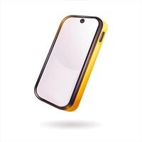 A icon, illustration of a cell phone with a vibrant yellow case in the style of 3D realism, cartoon design, 3D plastic with glossy highlights vector