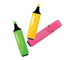 Multicolored felt-tip pens. Three felt-tip pens. illustration. vector