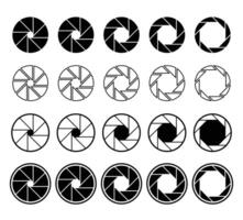 Set of Camera Lens Signs with Aperture Icons and Diaphragm Symbols vector