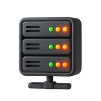 3D Server Rack Icon with Simple Design and Colorful Indicator Lights png