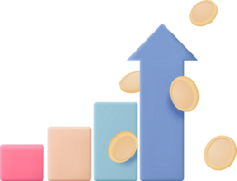 A graph with coins falling from it png