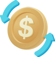 A dollar coin with arrows pointing to it png