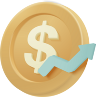 A dollar coin with an arrow pointing up png